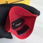 FENDI 0269-4 精緻小巧紅色原版牛皮金屬鉚釘6卡位卡片夾