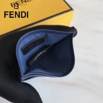 FENDI 0269-3 精緻小巧藍色原版牛皮金屬鉚釘6卡位卡片夾