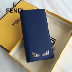 FENDI 0189-2 商務男士SELLERIA小怪獸眼睛貼片藍色原版牛皮長款西裝夾