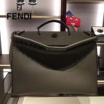 FENDI 8516-3 都市型男軍綠色原版牛皮手工縫線鉚釘裝飾手提單肩包