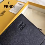 FENDI 0189 商務男士SELLERIA小怪獸眼睛貼片黑色原版牛皮長款西裝夾