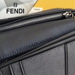 FENDI 0189-3 商務男士SELLERIA小怪獸眼睛貼片灰色原版牛皮長款西裝夾