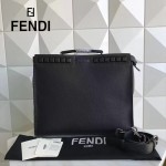 FENDI 8516-2 都市型男黑色原版牛皮手工縫線鉚釘裝飾手提單肩包