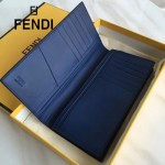 FENDI 0189-2 商務男士SELLERIA小怪獸眼睛貼片藍色原版牛皮長款西裝夾