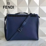 FENDI 8516 都市型男藍色原版牛皮手工縫線鉚釘裝飾手提單肩包