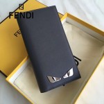 FENDI 0189-3 商務男士SELLERIA小怪獸眼睛貼片灰色原版牛皮長款西裝夾