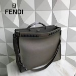 FENDI 8516-3 都市型男軍綠色原版牛皮手工縫線鉚釘裝飾手提單肩包