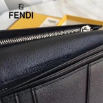 FENDI 0189 商務男士SELLERIA小怪獸眼睛貼片黑色原版牛皮長款西裝夾