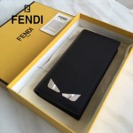 FENDI 0189 商務男士SELLERIA小怪獸眼睛貼片黑色原版牛皮長款西裝夾