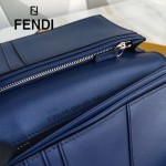 FENDI 0189-2 商務男士SELLERIA小怪獸眼睛貼片藍色原版牛皮長款西裝夾