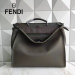 FENDI 8516-3 都市型男軍綠色原版牛皮手工縫線鉚釘裝飾手提單肩包
