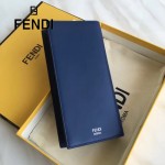 FENDI 0189-2 商務男士SELLERIA小怪獸眼睛貼片藍色原版牛皮長款西裝夾