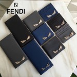 FENDI 0189 商務男士SELLERIA小怪獸眼睛貼片黑色原版牛皮長款西裝夾