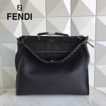FENDI 8516-2 都市型男黑色原版牛皮手工縫線鉚釘裝飾手提單肩包