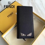 FENDI 0189 商務男士SELLERIA小怪獸眼睛貼片黑色原版牛皮長款西裝夾