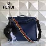 FENDI 8516 都市型男藍色原版牛皮手工縫線鉚釘裝飾手提單肩包