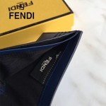 FENDI 0169-21 型男必備SELLERIA小怪獸眼睛貼片藍色原版牛皮短款錢包