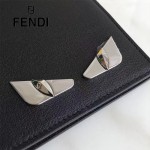 FENDI 0169-20 型男必備SELLERIA小怪獸眼睛貼片黑色原版牛皮短款錢包