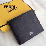 FENDI 0169-20 型男必備SELLERIA小怪獸眼睛貼片黑色原版牛皮短款錢包