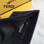 FENDI 0169-20 型男必備SELLERIA小怪獸眼睛貼片黑色原版牛皮短款錢包
