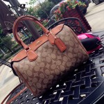 COACH-36187-4 大號PVC配牛皮最新枕頭包女士手提單肩斜挎包