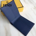 FENDI 0169-21 型男必備SELLERIA小怪獸眼睛貼片藍色原版牛皮短款錢包