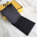 FENDI 0169-20 型男必備SELLERIA小怪獸眼睛貼片黑色原版牛皮短款錢包