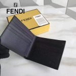 FENDI 0169-19 型男必備SELLERIA小怪獸黑色原版牛皮滿天星鉚釘裝飾短款錢包