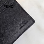 FENDI 0169-20 型男必備SELLERIA小怪獸眼睛貼片黑色原版牛皮短款錢包