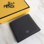 FENDI 0169-22 型男必備SELLERIA小怪獸眼睛貼片灰色原版牛皮短款錢包