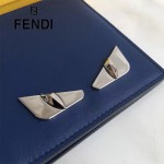 FENDI 0169-21 型男必備SELLERIA小怪獸眼睛貼片藍色原版牛皮短款錢包