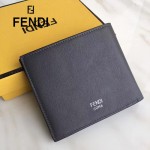 FENDI 0169-22 型男必備SELLERIA小怪獸眼睛貼片灰色原版牛皮短款錢包