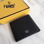 FENDI 0169-20 型男必備SELLERIA小怪獸眼睛貼片黑色原版牛皮短款錢包