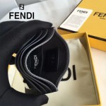 FENDI 0165 時尚新款2JOURS小怪獸眼睛金屬貼片灰色原版牛皮6卡位卡片夾