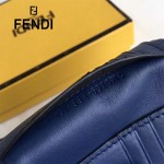 FENDI 0169-21 型男必備SELLERIA小怪獸眼睛貼片藍色原版牛皮短款錢包