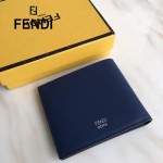 FENDI 0169-21 型男必備SELLERIA小怪獸眼睛貼片藍色原版牛皮短款錢包