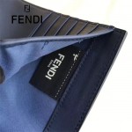 FENDI 0383-2 專櫃最新鉚釘裝飾藍色原版牛皮中長款錢包手拿包