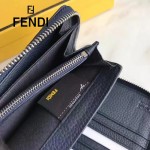 FENDI 0198 專櫃新品SELLERIA藍色原版牛皮手工釘釘長款拉鏈錢包