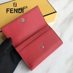 FENDI 0383-4 專櫃最新鉚釘裝飾紅色原版牛皮中長款錢包手拿包