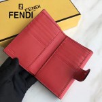 FENDI 0383-4 專櫃最新鉚釘裝飾紅色原版牛皮中長款錢包手拿包