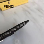 FENDI 0235-SL9 小巧纖薄無語表情貼片黑色原版牛皮拉鏈零錢包鑰匙包