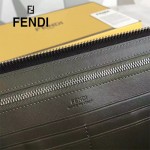 FENDI 0233SL9-2 商務型男無語表情貼片黑色原版牛皮多功能錢包