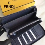 FENDI 0198 專櫃新品SELLERIA藍色原版牛皮手工釘釘長款拉鏈錢包