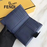 FENDI 0383-2 專櫃最新鉚釘裝飾藍色原版牛皮中長款錢包手拿包