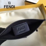 FENDI 0165-3 時尚新款2JOURS小怪獸眼睛金屬貼片黑色原版牛皮6卡位卡片夾