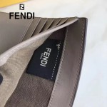 FENDI 0383-3 專櫃最新鉚釘裝飾灰色原版牛皮中長款錢包手拿包
