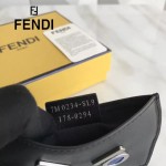 FENDI 0234SL9-3 輕便小巧無語表情貼片黑色原版小牛皮卡片夾