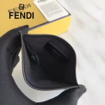 FENDI 0234SL9-3 輕便小巧無語表情貼片黑色原版小牛皮卡片夾