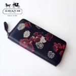 COACH-52426 人氣爆款最新時尚黑色三茶花拉鏈長款錢包