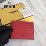 FENDI 0234SL9 輕便小巧無語表情貼片紅色原版小牛皮卡片夾